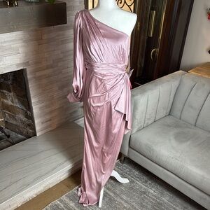 Elegant Pink One-Shoulder Gown